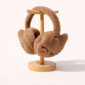 Cute Brown Cat Plush Earmuffs for Girls | Ultra-Soft Faux Fur Winter Ear Warmers | Stylish & Cozy Fashion Accessory